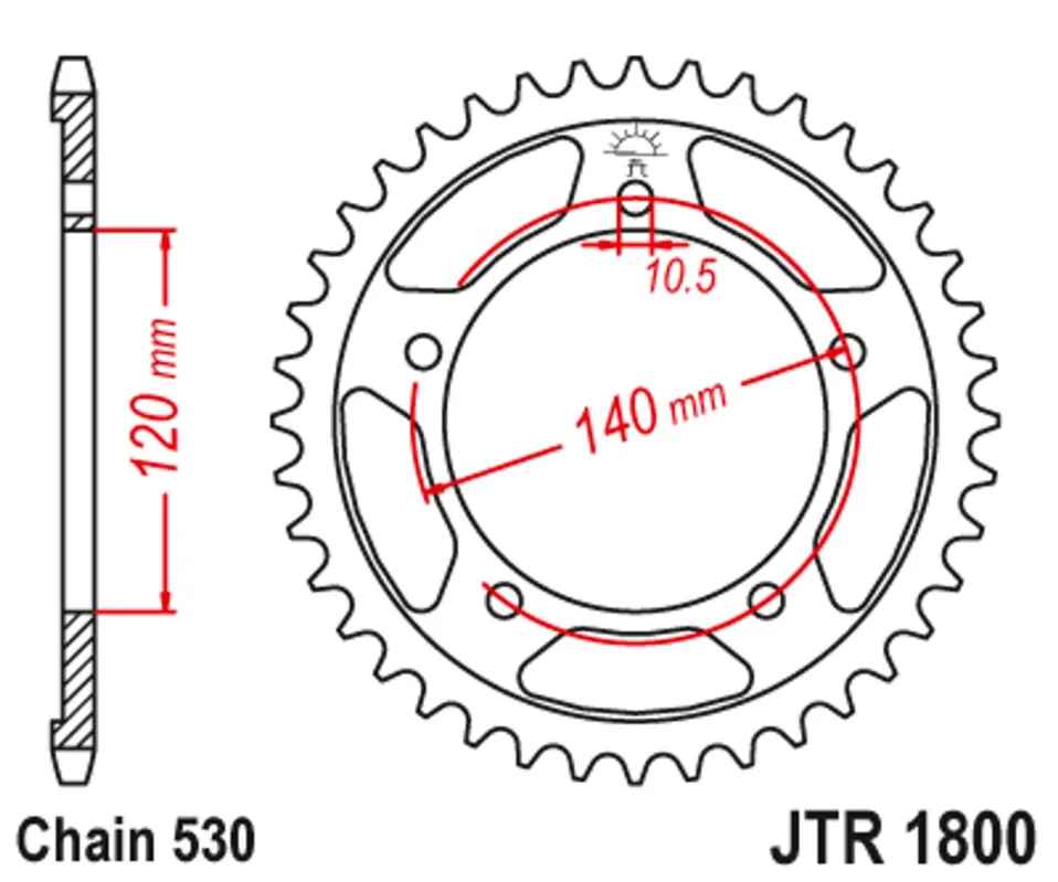 Autentický Řetězová rozeta JT JTR 1800-44 44 zubů, 530