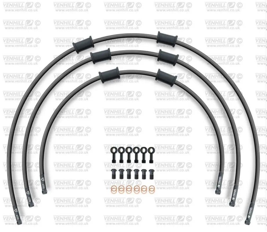 STANDARD Hadice přední brzdy sada Venhill POWERHOSEPLUS HON-3001FB-BK (3 hadice v sadě) černé hadice, černé koncovky Akční Nabídka