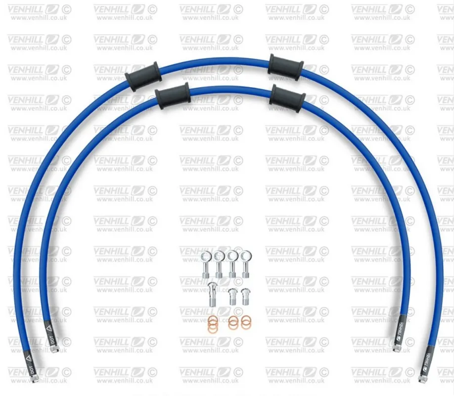 STANDARD Hadice přední brzdy sada Venhill POWERHOSEPLUS TRI-9012F-SB (2 hadice v sadě) modré hadice, chromové koncovky Aktuální