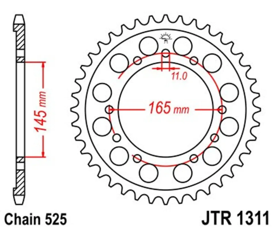 Řetězová rozeta JT JTR 1311-44 44 zubů, 525 Akce
