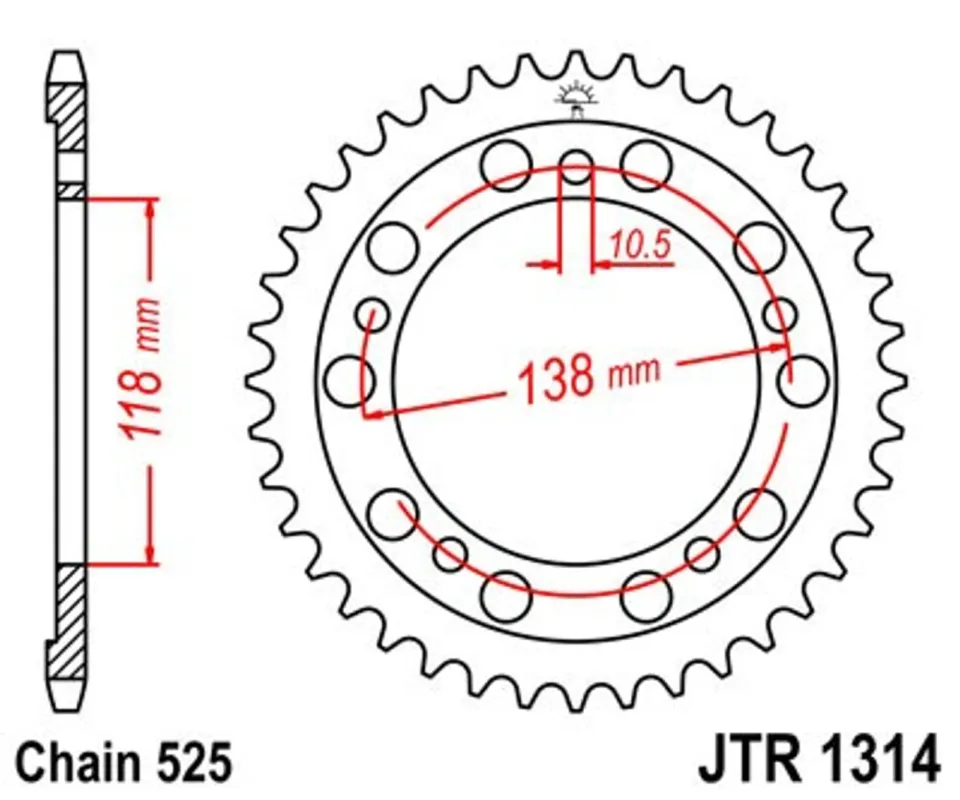 Řetězová rozeta JT JTR 1314-39 39 zubů, 525 Aktuální