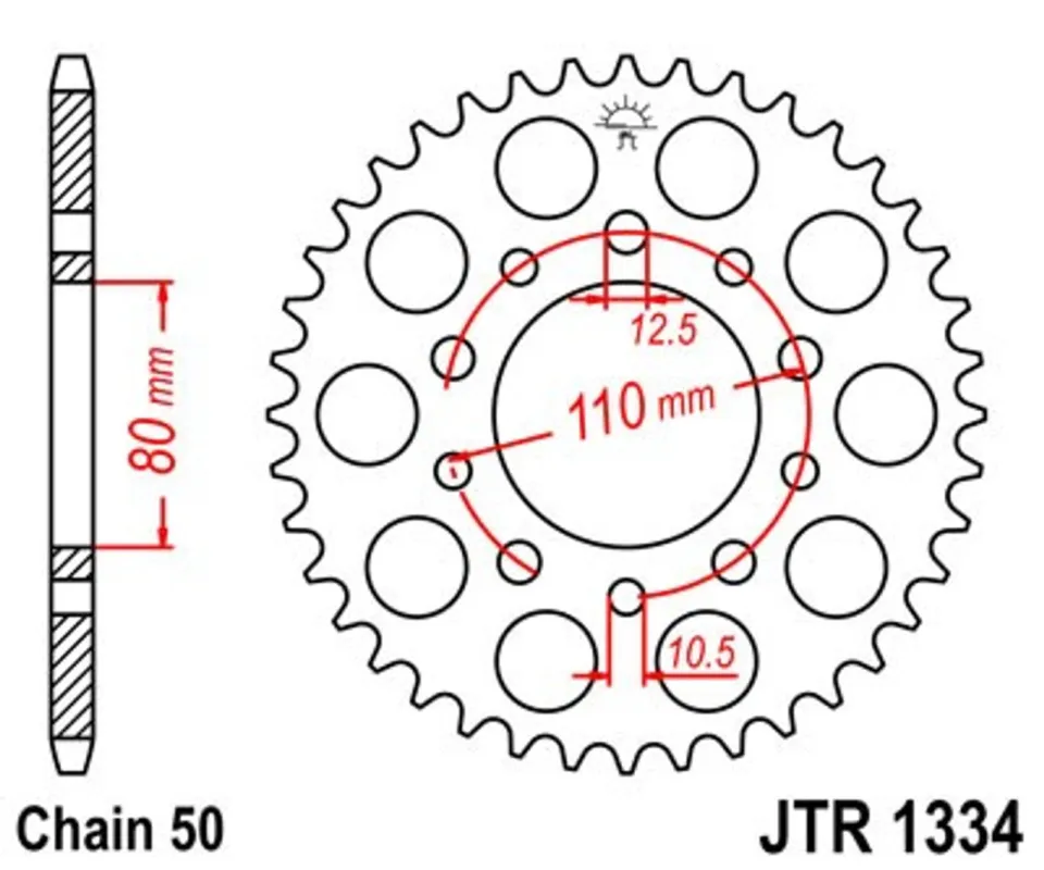 Řetězová rozeta JT JTR 1334-34 34 zubů, 530 Vysoce Kvalitní