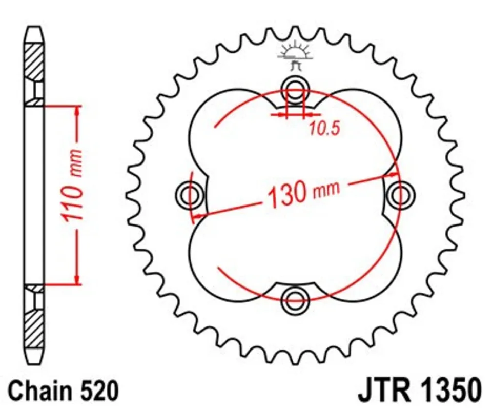 Nejprodávanější Řetězová rozeta JT JTR 1350-39 39 zubů, 520