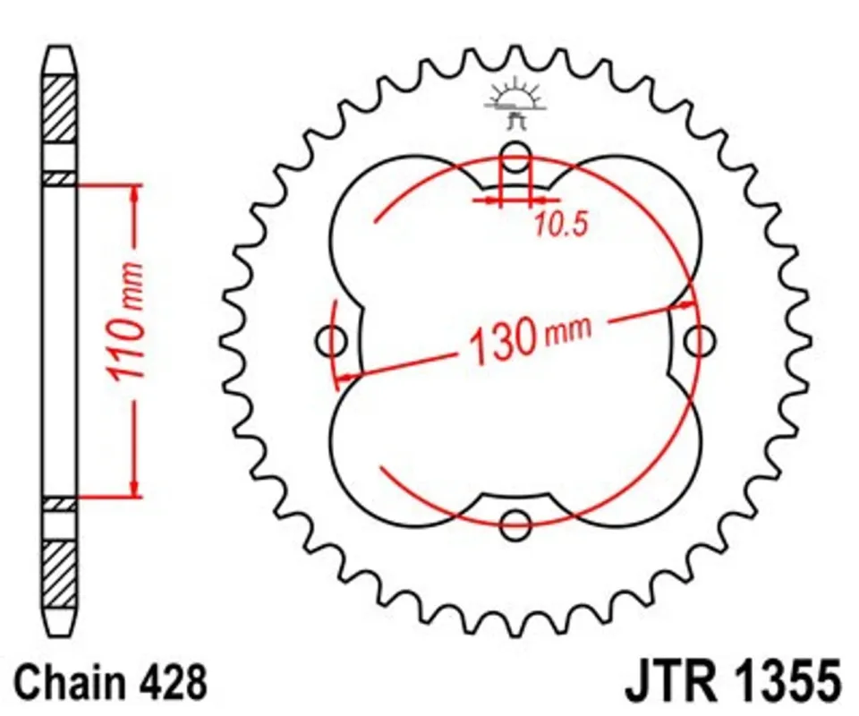 Řetězová rozeta JT JTR 1355-48 48 zubů, 428 Tovární Cena