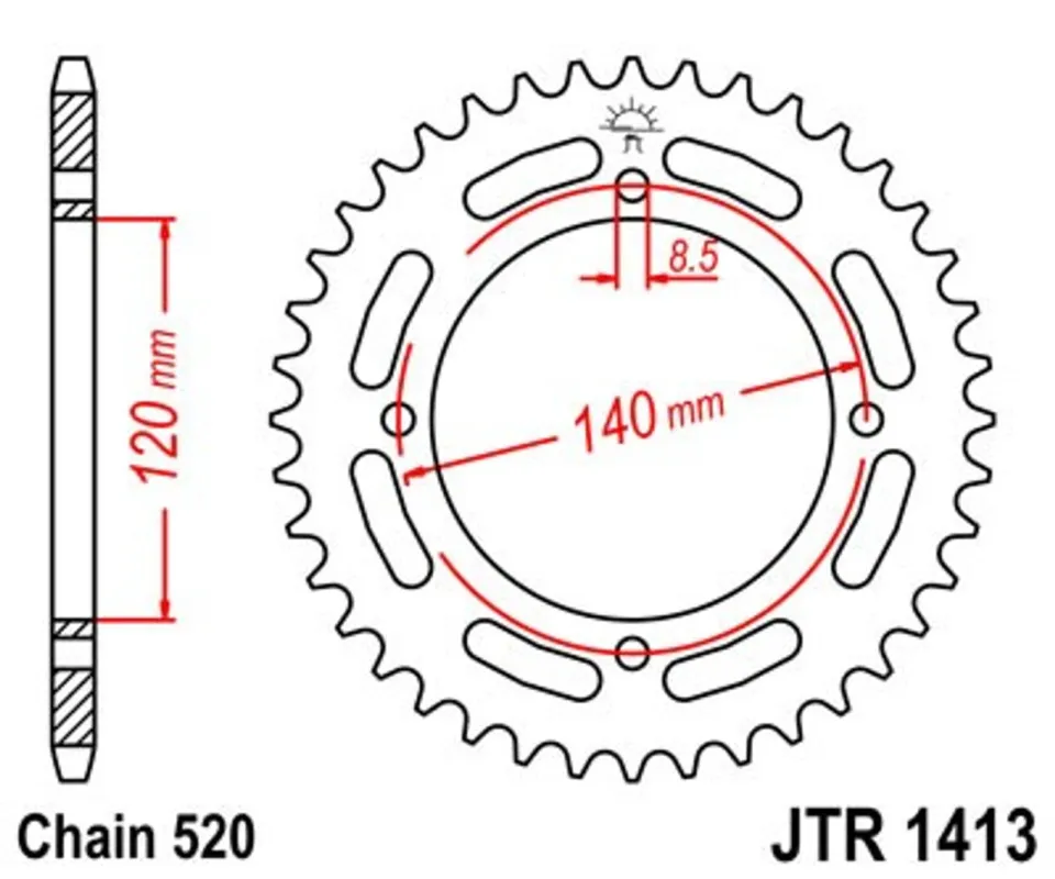 Řetězová rozeta JT JTR 1413-39 39 zubů, 520 Finální Výprodej