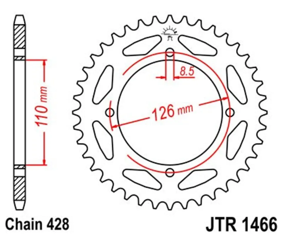 Řetězová rozeta JT JTR 1466-46 46 zubů, 428 Akční Nabídka