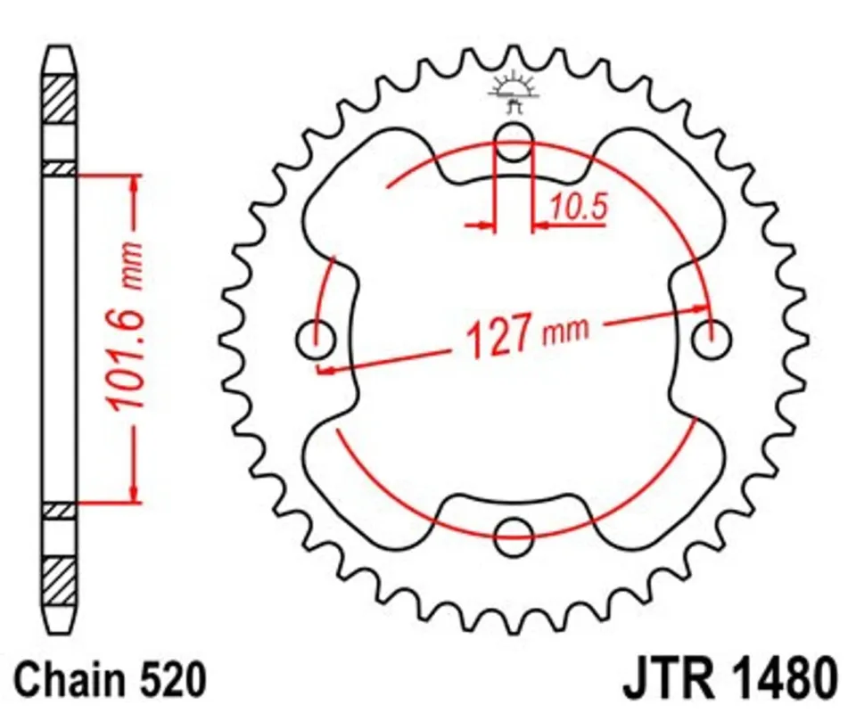 Řetězová rozeta JT JTR 1480-37 37 zubů, 520 Speciální Cena