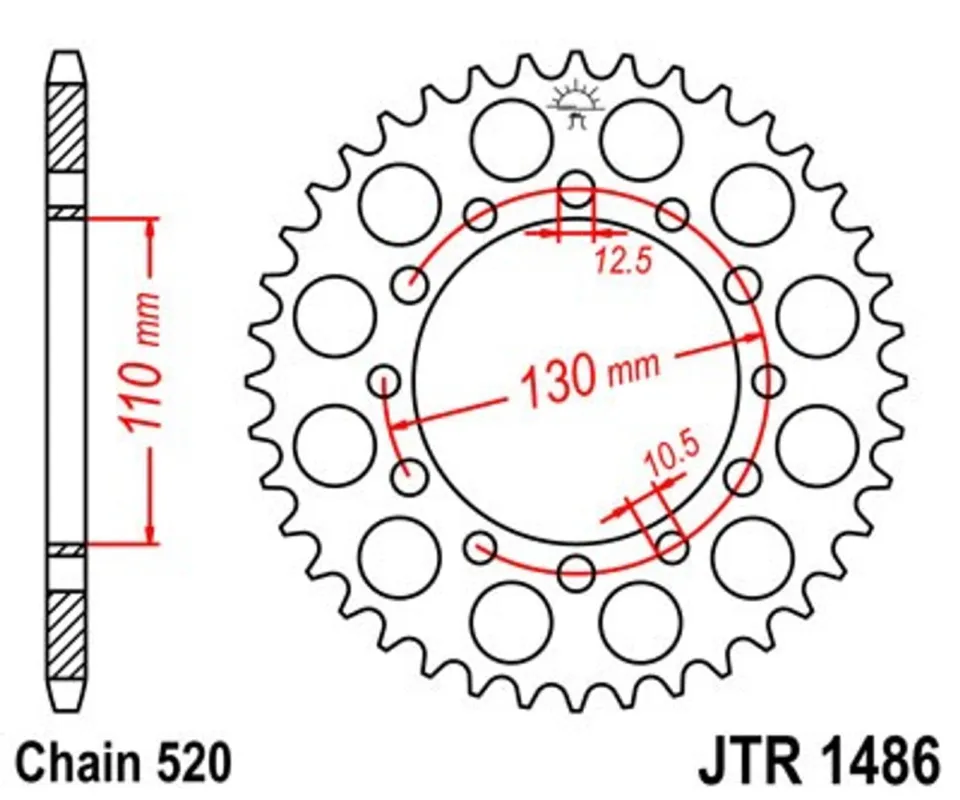 Řetězová rozeta JT JTR 1486-42 42 zubů, 520 Ihned K Objednání