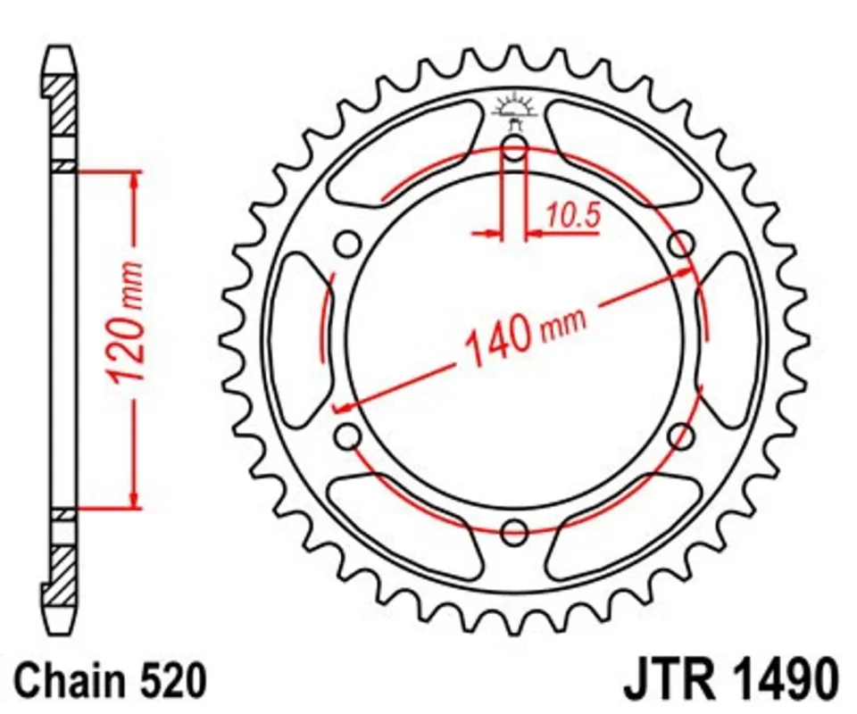 Jen Po Omezenou Doba Řetězová rozeta JT JTR 1490-44 44 zubů, 520