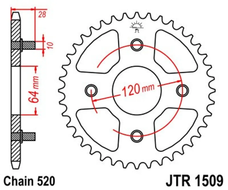 Řetězová rozeta JT JTR 1509-41 41 zubů, 520 Autentický