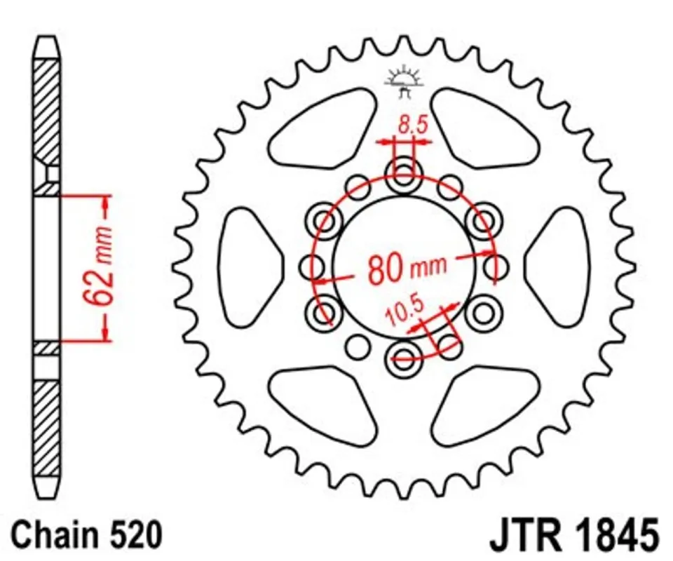 Řetězová rozeta JT JTR 1845-37 37 zubů, 520 Nová Kolekce