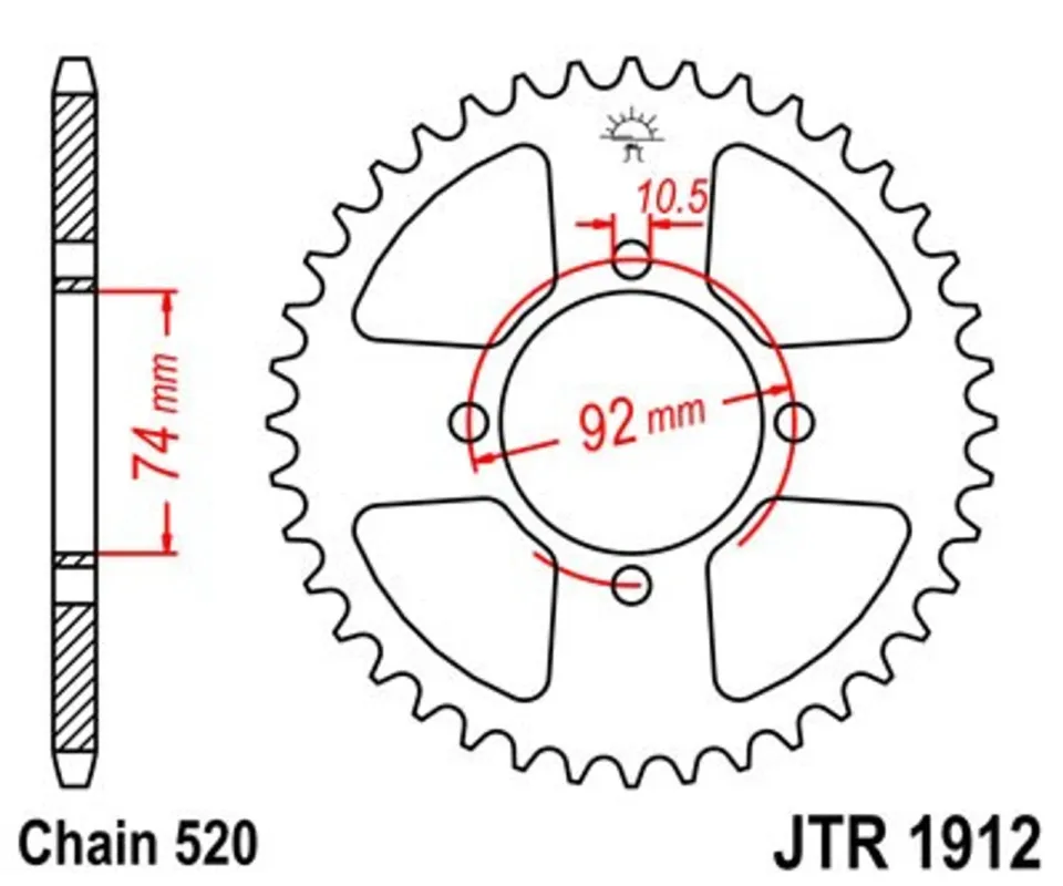 Autentický Řetězová rozeta JT JTR 1912-42 42 zubů, 520