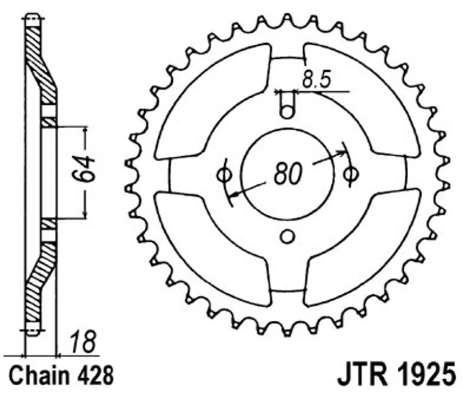 Řetězová rozeta JT JTR 1925-47 47 zubů, 428 Must-Have