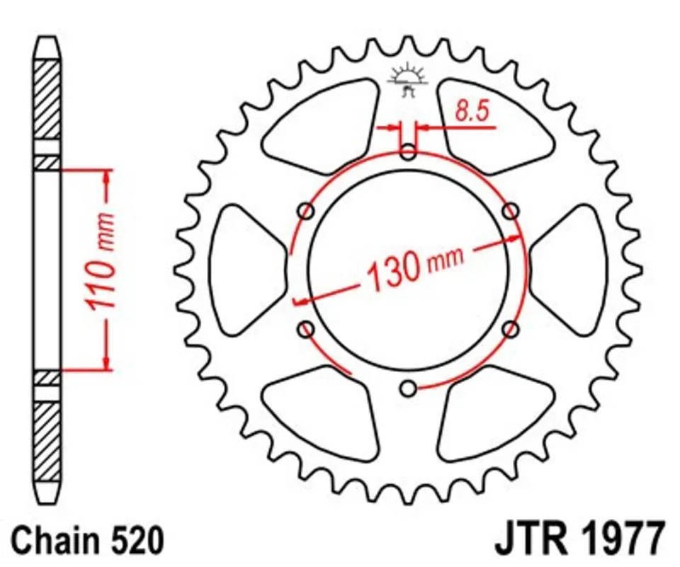 Koupit Online Řetězová rozeta JT JTR 1977-45 45 zubů, 520