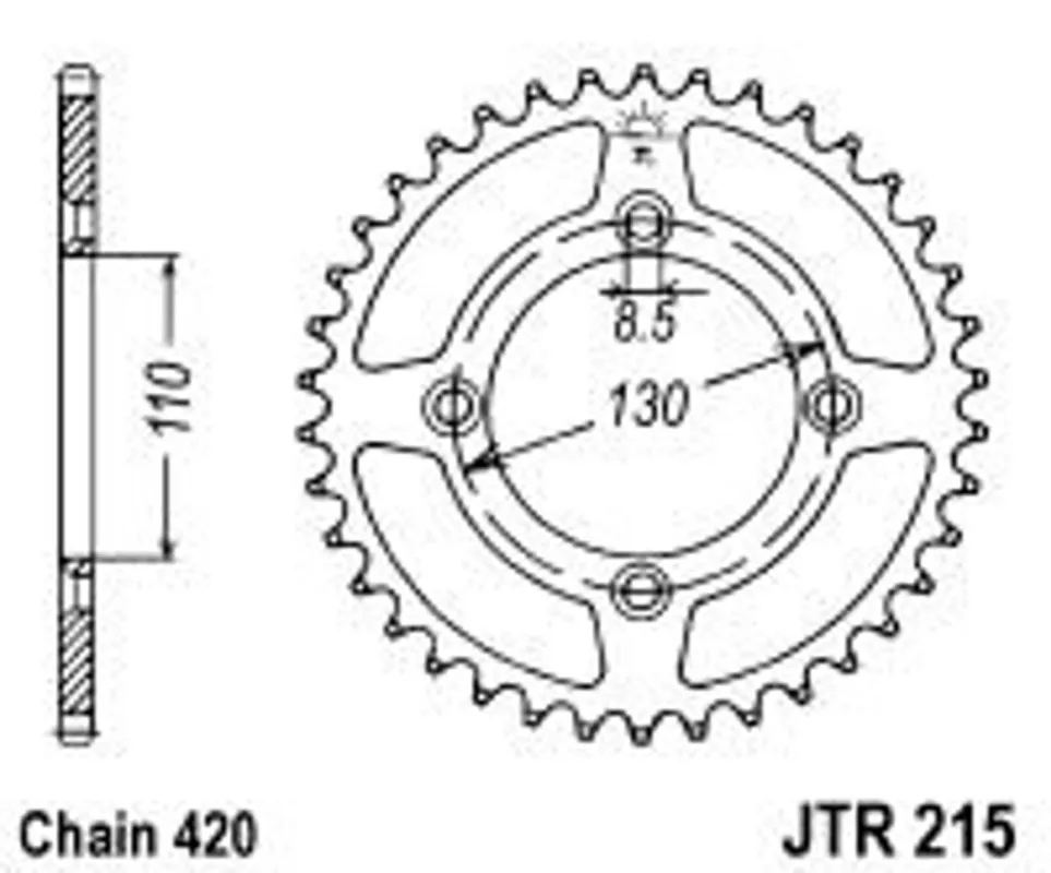 Řetězová rozeta JT JTR 215-46 46 zubů, 420 Výprodej