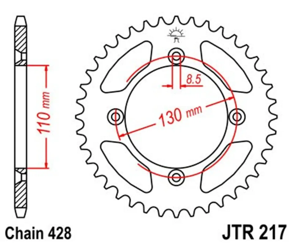 Řetězová rozeta JT JTR 217-50 50 zubů, 428 Zlevněný