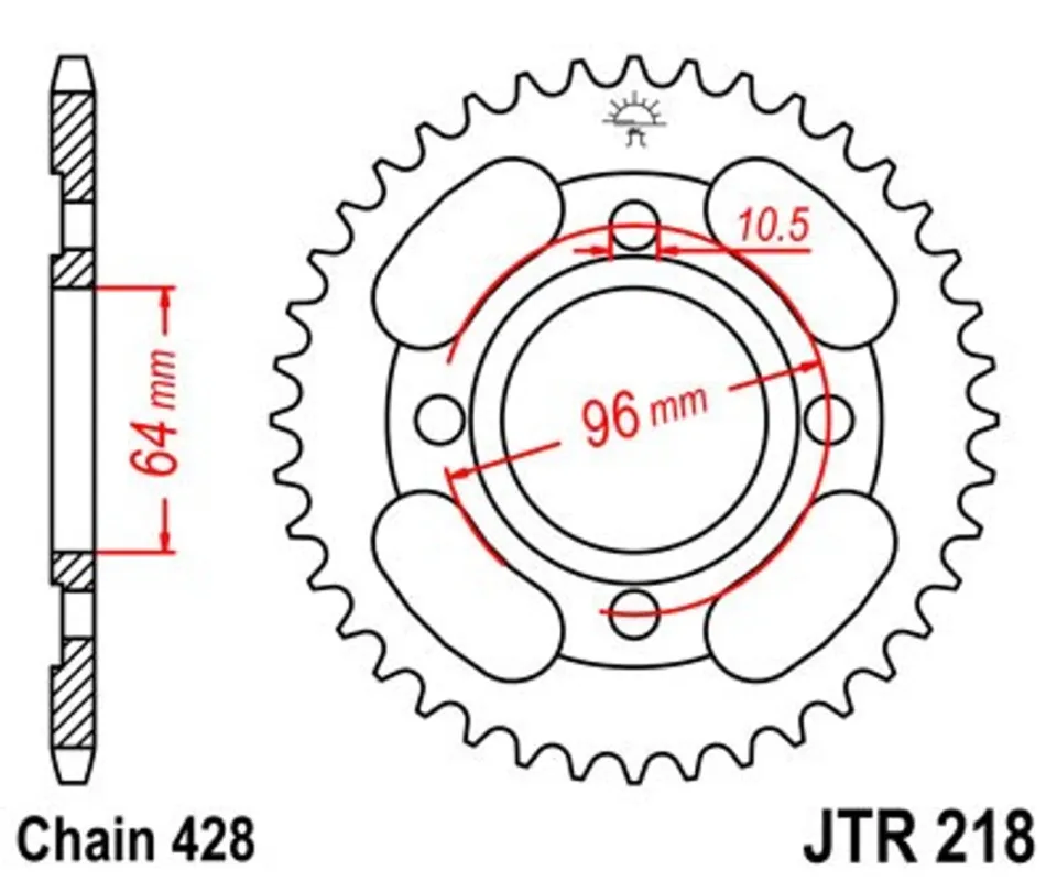 Cenová Bomba Řetězová rozeta JT JTR 218-44 44 zubů, 428