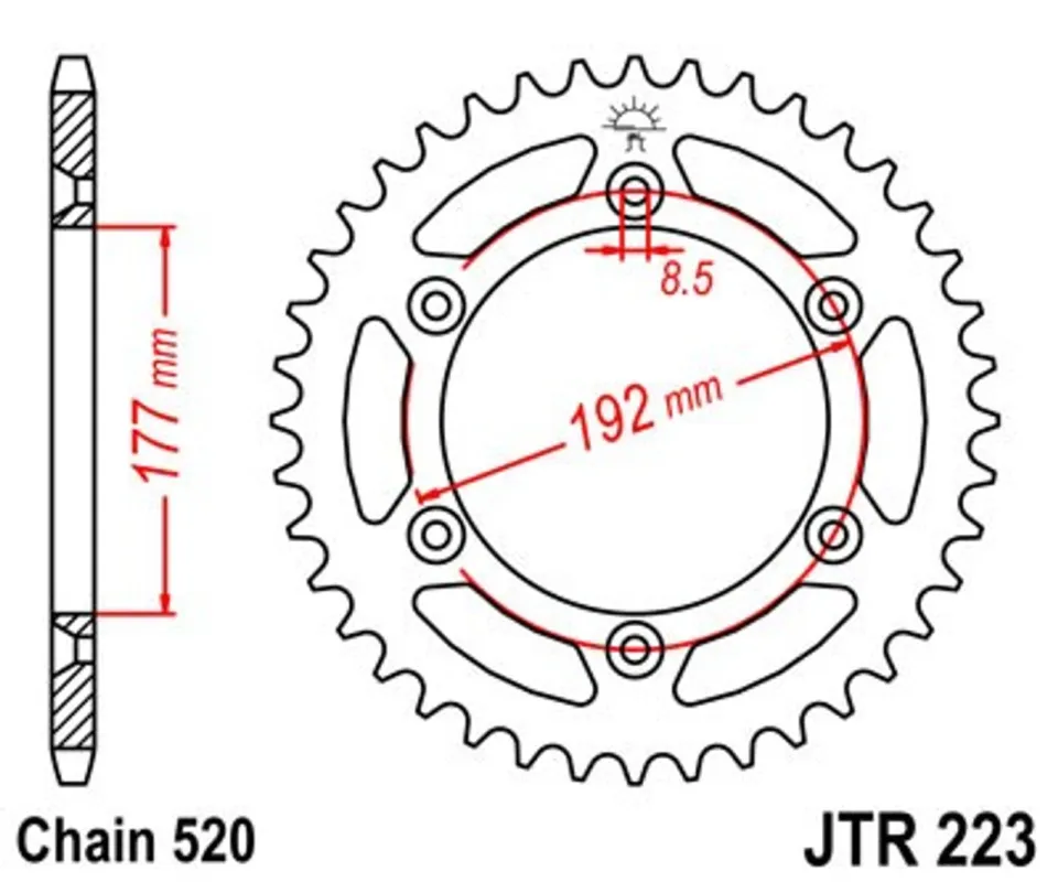Řetězová rozeta JT JTR 223-52 52 zubů, 520 Expresní Doručení