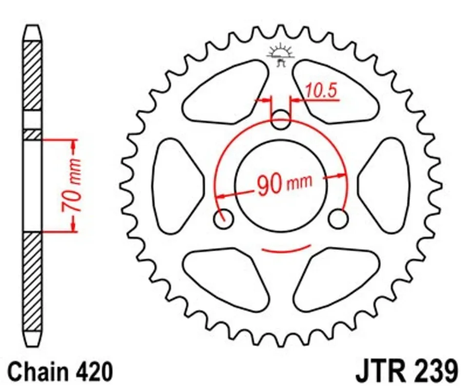 Řetězová rozeta JT JTR 239-48 48 zubů, 420 Sezónní Sleva