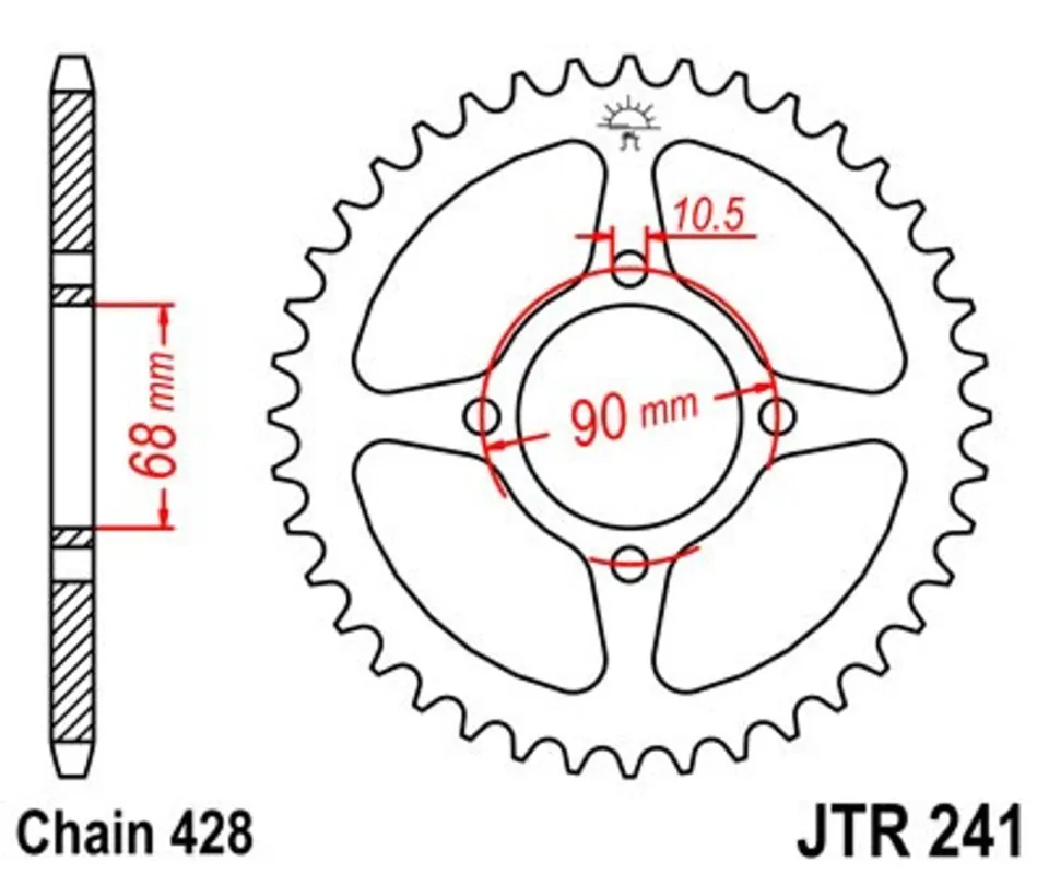 Must-Have Řetězová rozeta JT JTR 241-45 45 zubů, 428