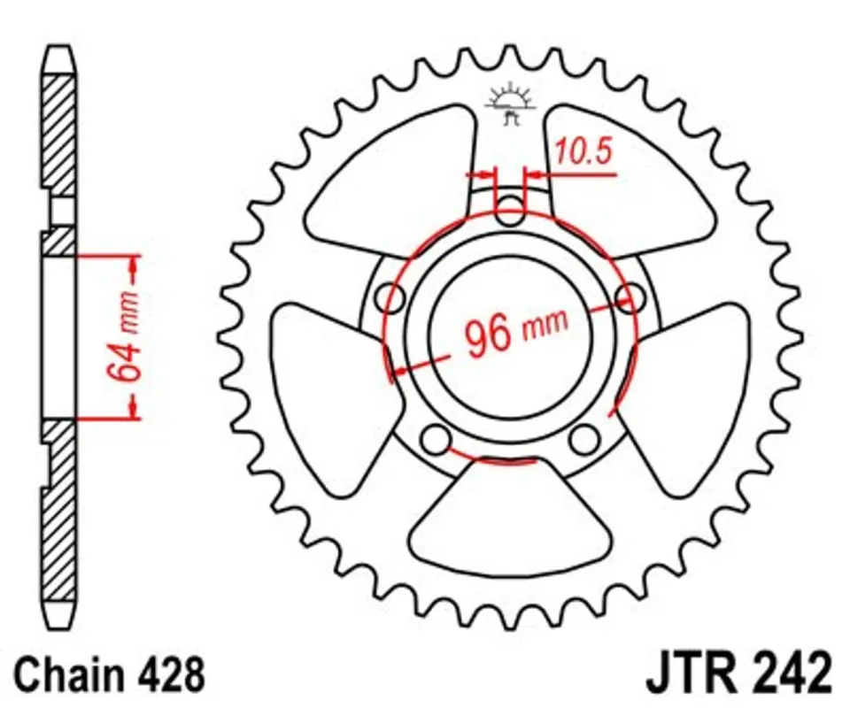 Řetězová rozeta JT JTR 242-53 53 zubů, 428 Nakupujte Hned