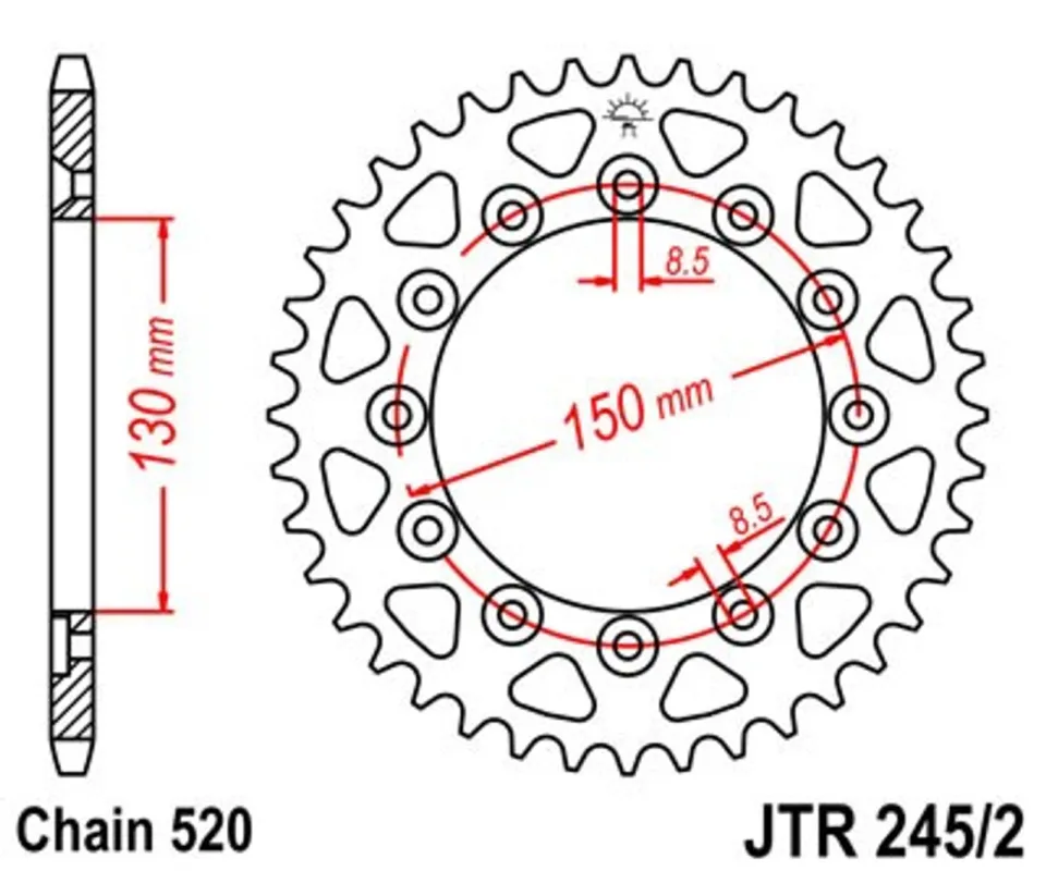 Akce Řetězová rozeta JT JTR 245/2-49 49 zubů, 520