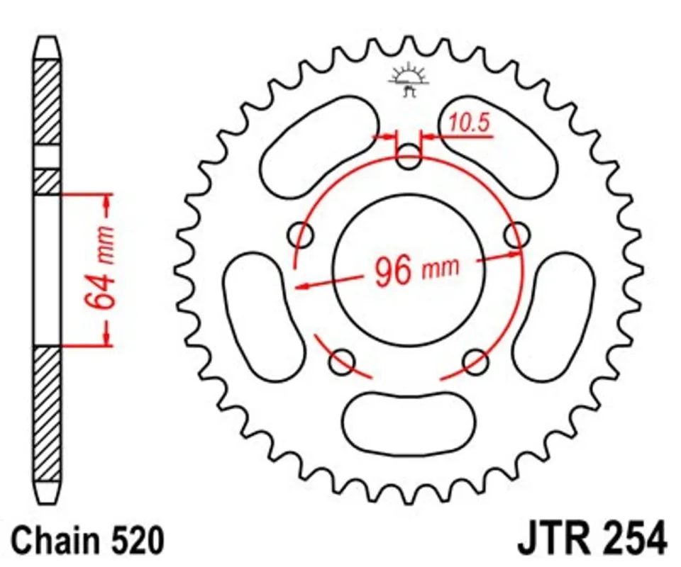 Řetězová rozeta JT JTR 254-45 45 zubů, 520 Sleva