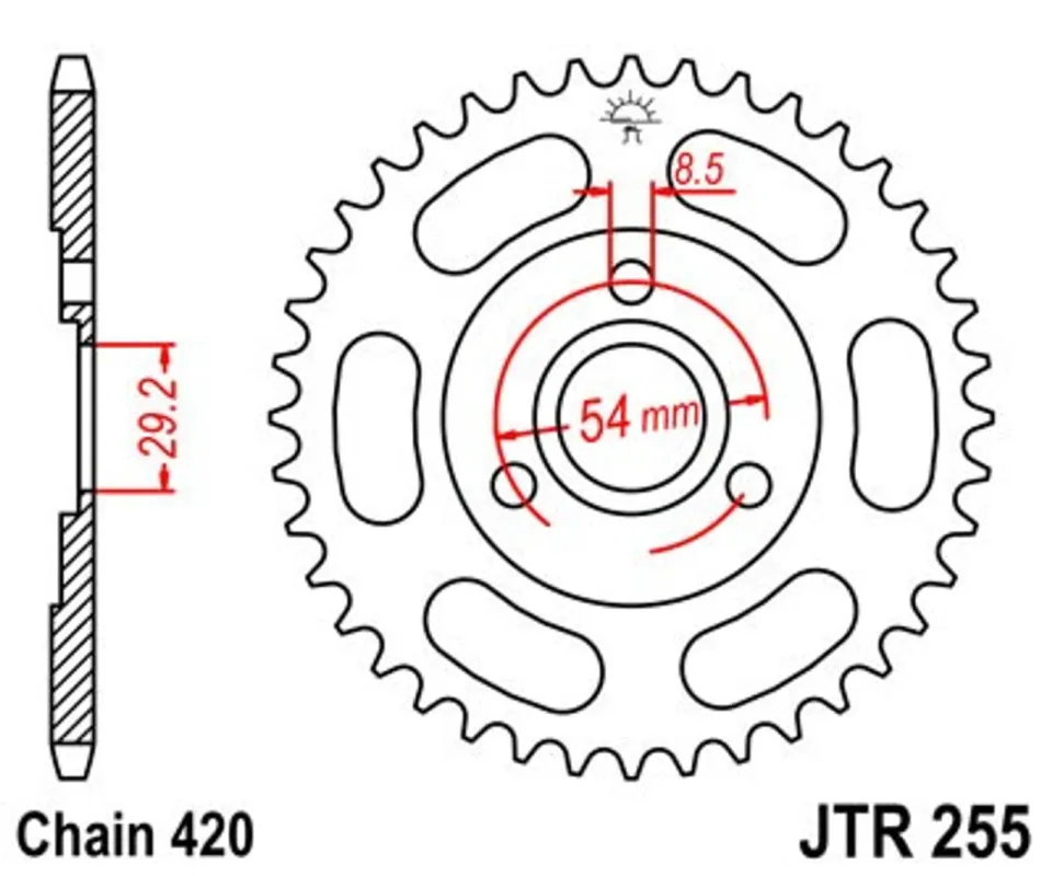 Řetězová rozeta JT JTR 255-45 45 zubů, 420 Speciální Cena