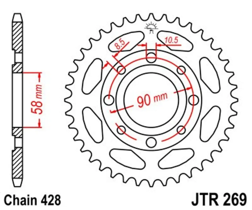 Řetězová rozeta JT JTR 269-39 39 zubů, 428 Speciální Cena