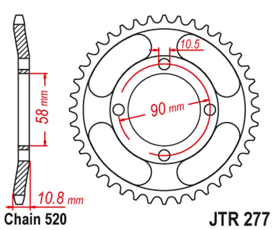 Finální Výprodej Řetězová rozeta JT JTR 277-45 45 zubů, 520