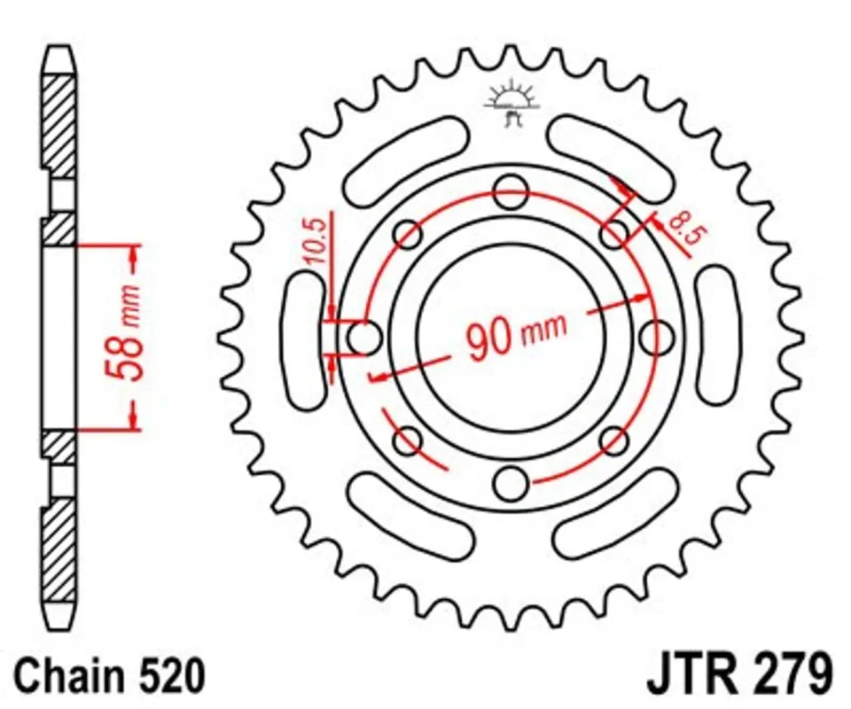 Řetězová rozeta JT JTR 279-38 38 zubů, 520 Výhodná Nabídka