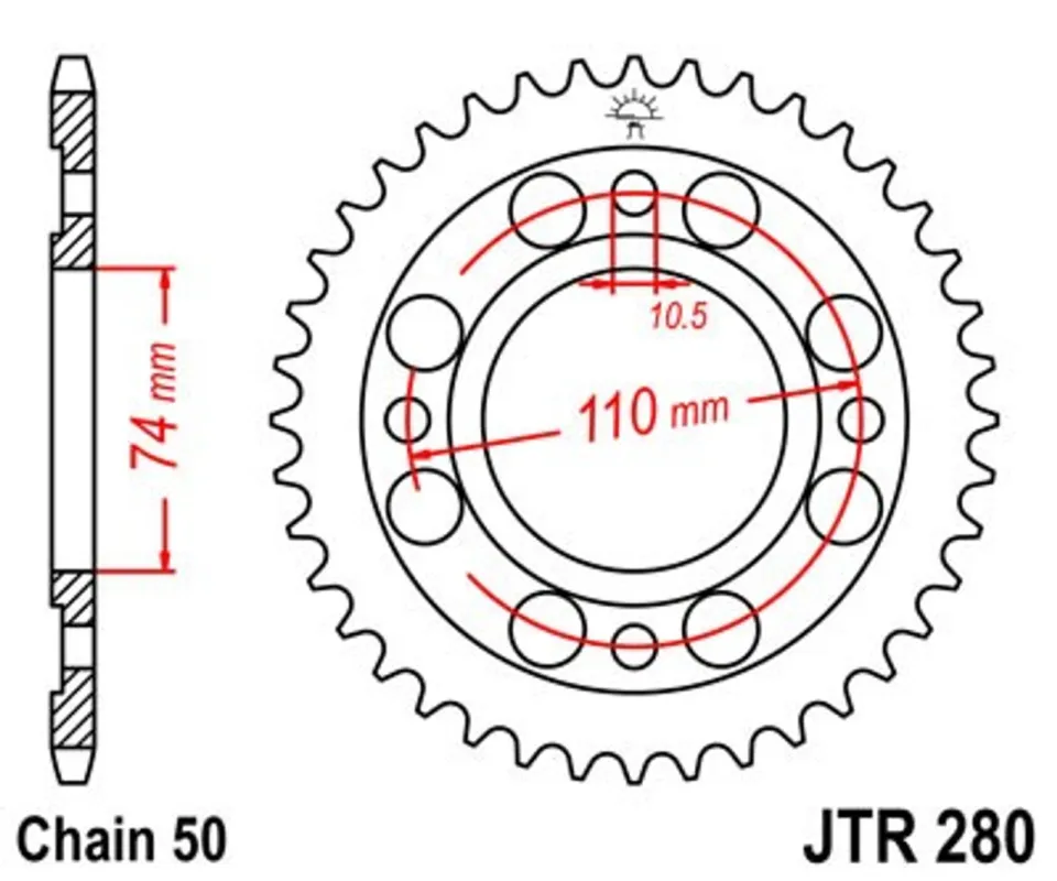 Řetězová rozeta JT JTR 280-33 33 zubů, 530 Dokud Zásoby Vydrží