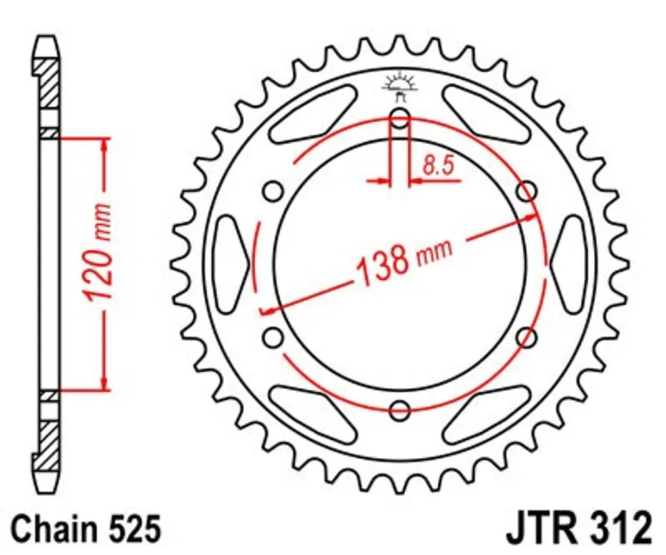 Akce Řetězová rozeta JT JTR 312-38 38 zubů, 525