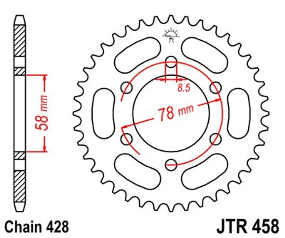 Řetězová rozeta JT JTR 458-37 37 zubů, 428 Cenově Výhodný