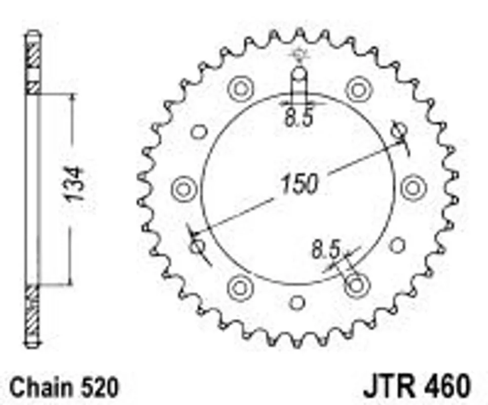 Časově Omezené Řetězová rozeta JT JTR 460-45 45 zubů, 520