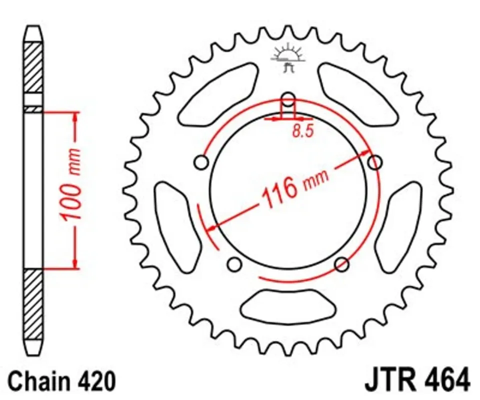 Řetězová rozeta JT JTR 464-50 50 zubů, 420 Zlevněný