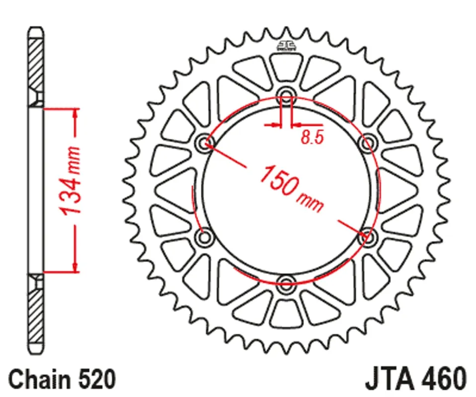 Ověřený Hliníková řetězová rozeta JT JTA 460-49GLD 49 zubů, 520 zlatá