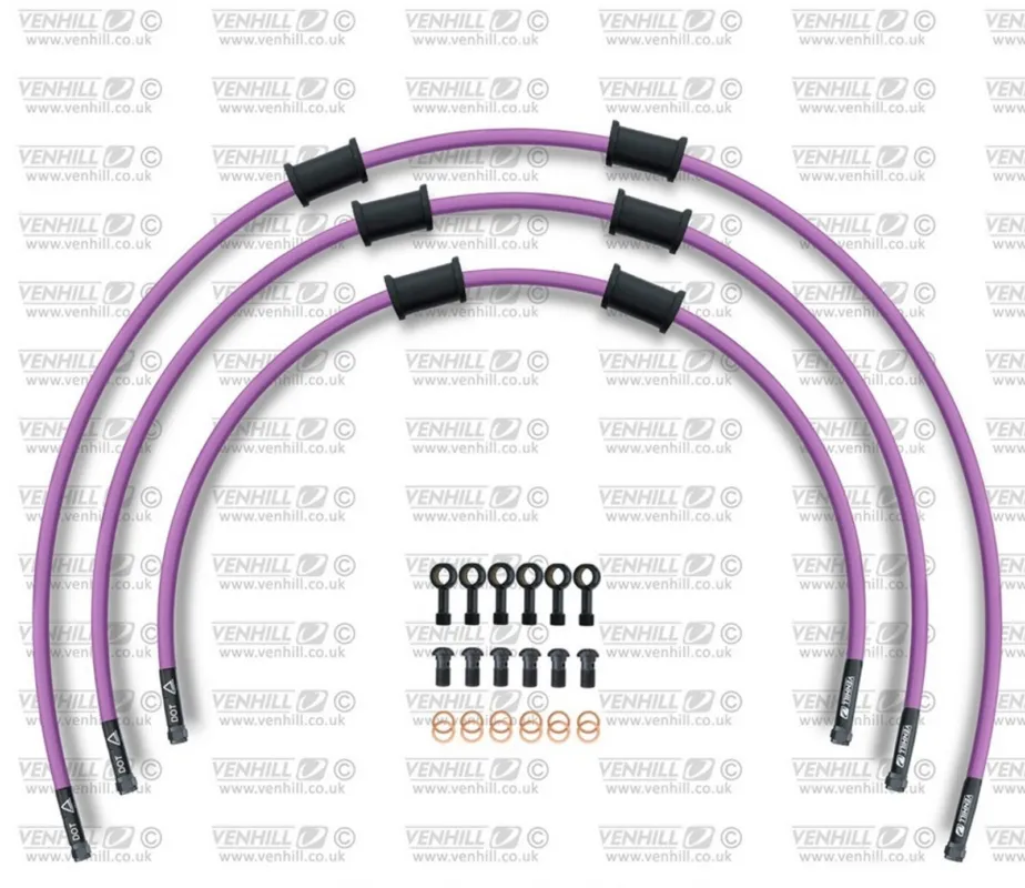 STANDARD Hadice přední brzdy sada Venhill POWERHOSEPLUS SUZ-6002FB-PU (3 hadice v sadě) fialové hadice, černé koncovky Nejlepší Cena