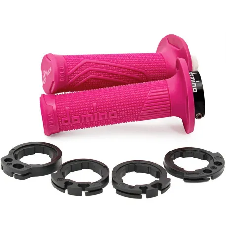 Ověřený Gripy LOCK-ON D100 (offroad) délka 125/130 mm (4 vačky), DOMINO (růžové)