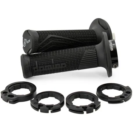 Tovární Cena Gripy LOCK-ON D100 (offroad) délka 125/130 mm (4 vačky), DOMINO (černé)