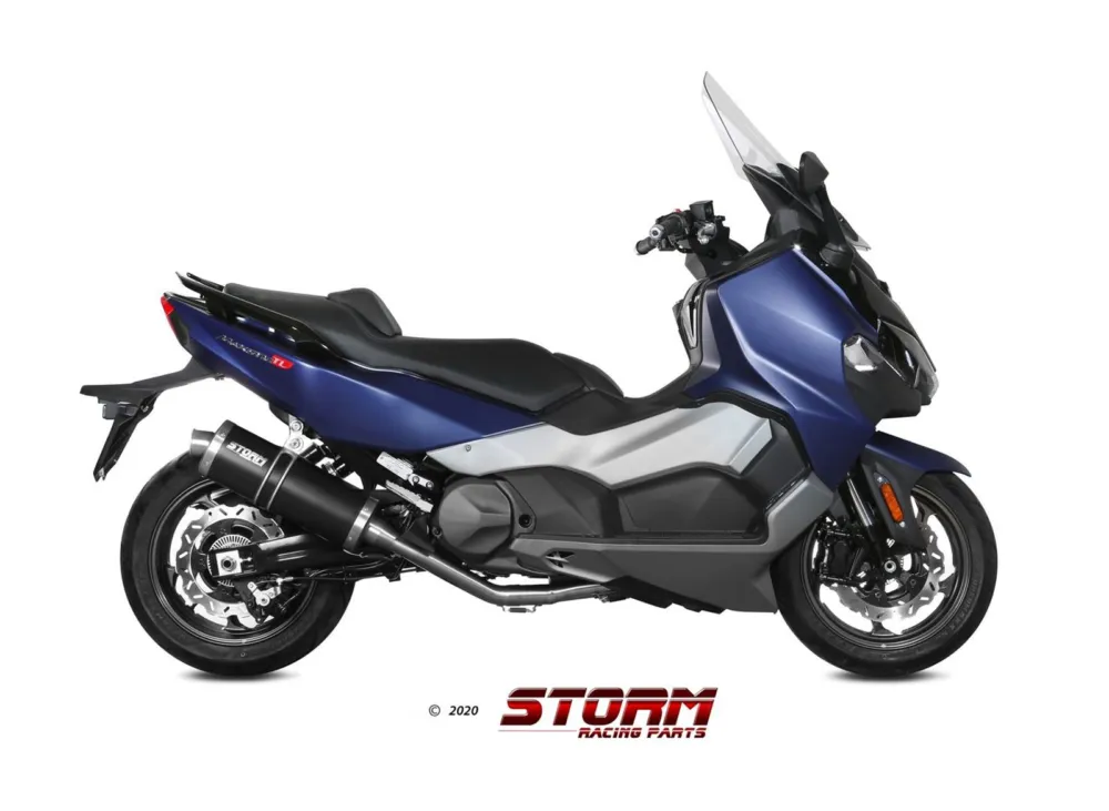 Výfuk kompletní 2x1 STORM OVAL SY.002.LX2B Černá ocel Cenová Bomba