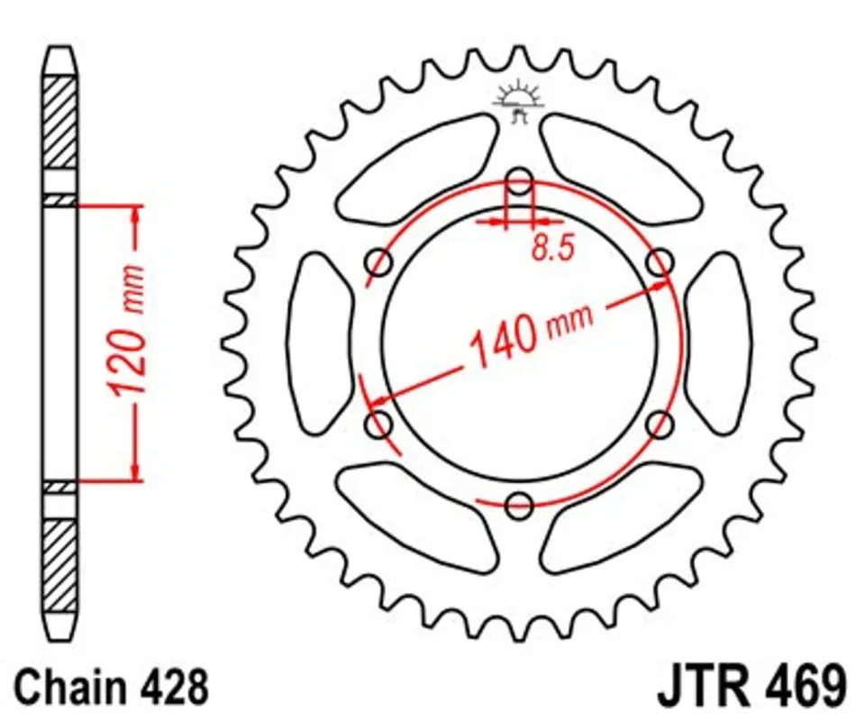 Výprodej Řetězová rozeta JT JTR 469-53 53 zubů, 428