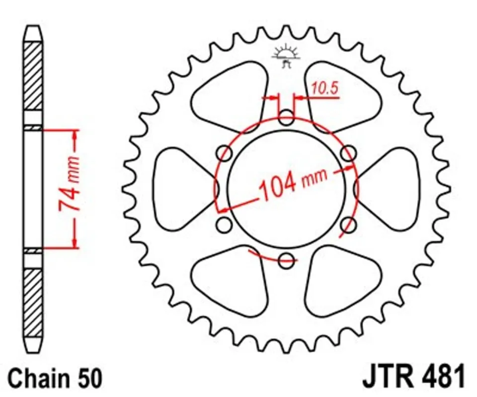 Řetězová rozeta JT JTR 481-45 45 zubů, 530 Hit Sezóny