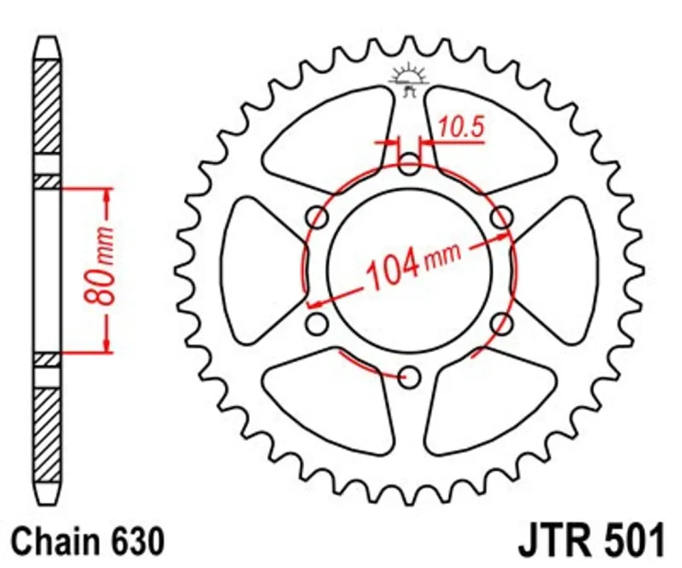 Autentický Řetězová rozeta JT JTR 501-46 46 zubů, 630