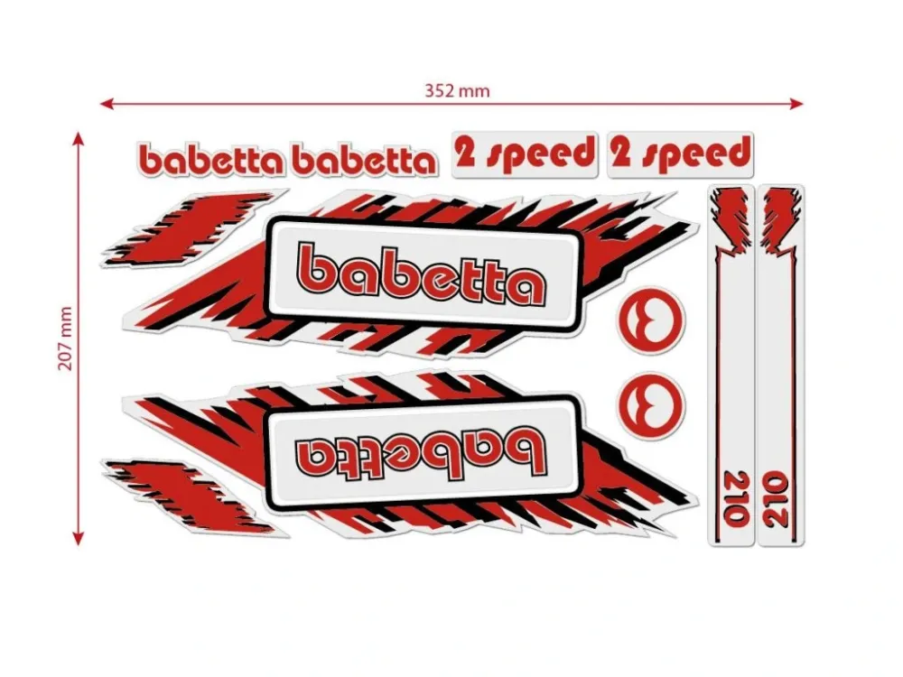 Rychlé Dodání Sada nálepek BABETTA červená -M