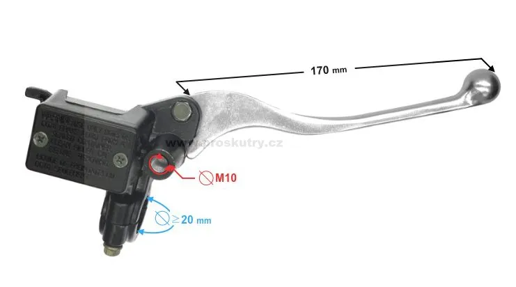 Autentický Brzdová pumpa pravá přední se závitem zrcátka M10 pro Kentoya Maximus - Maxon Optimus - B-Max 125/150ccm