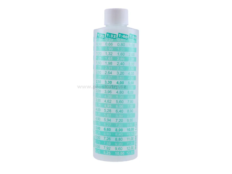 Láhev na míchání oleje pro 2taktní motory / odměrka oleje Schmitt 250ml tyrkysová 250ml Omezená Nabídka